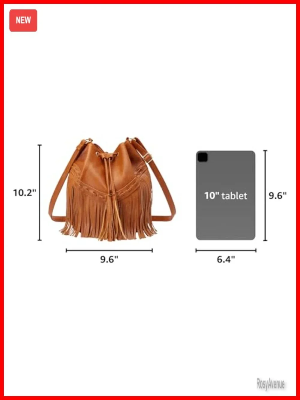 Fringe Bucket Bag Drawstring Crossbody Shoulder Purse Women PU Leather